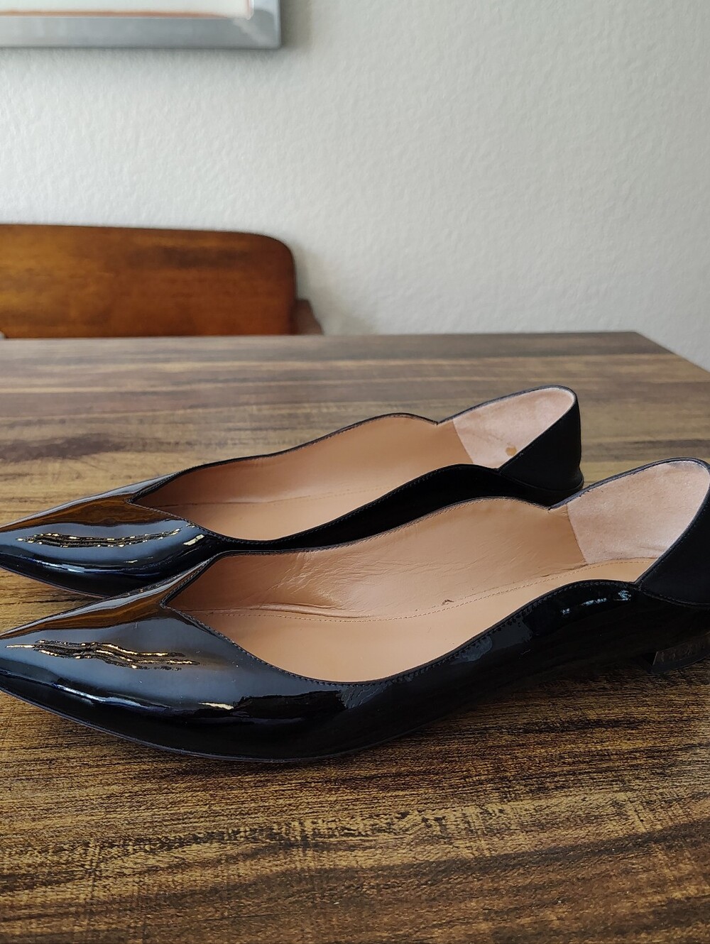 Aquazzura Flats Black Patent Leather Size 39.5 9.5